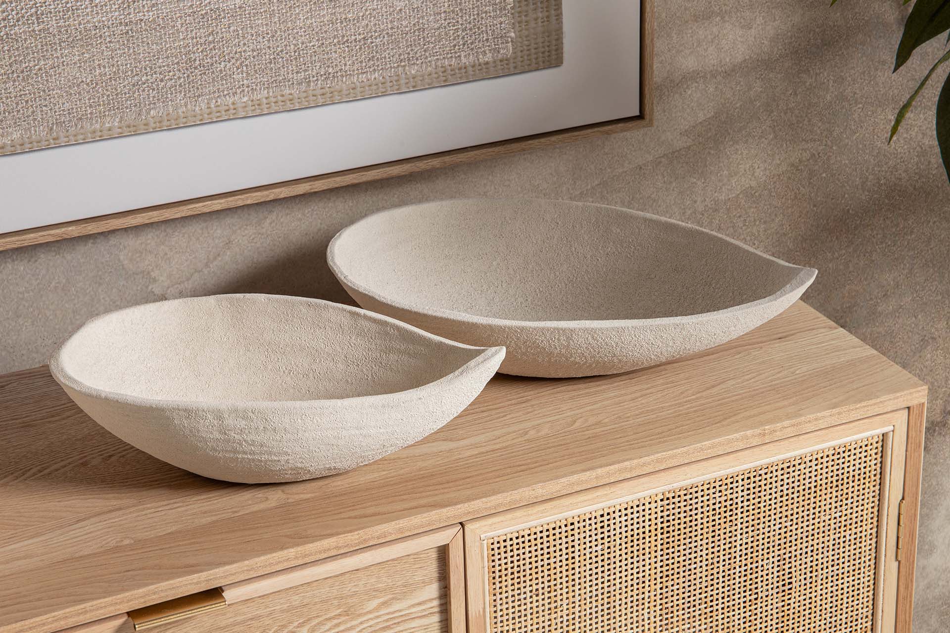 CENTRO DE MESA CERAMICA BEIGE 42x23x8 CM