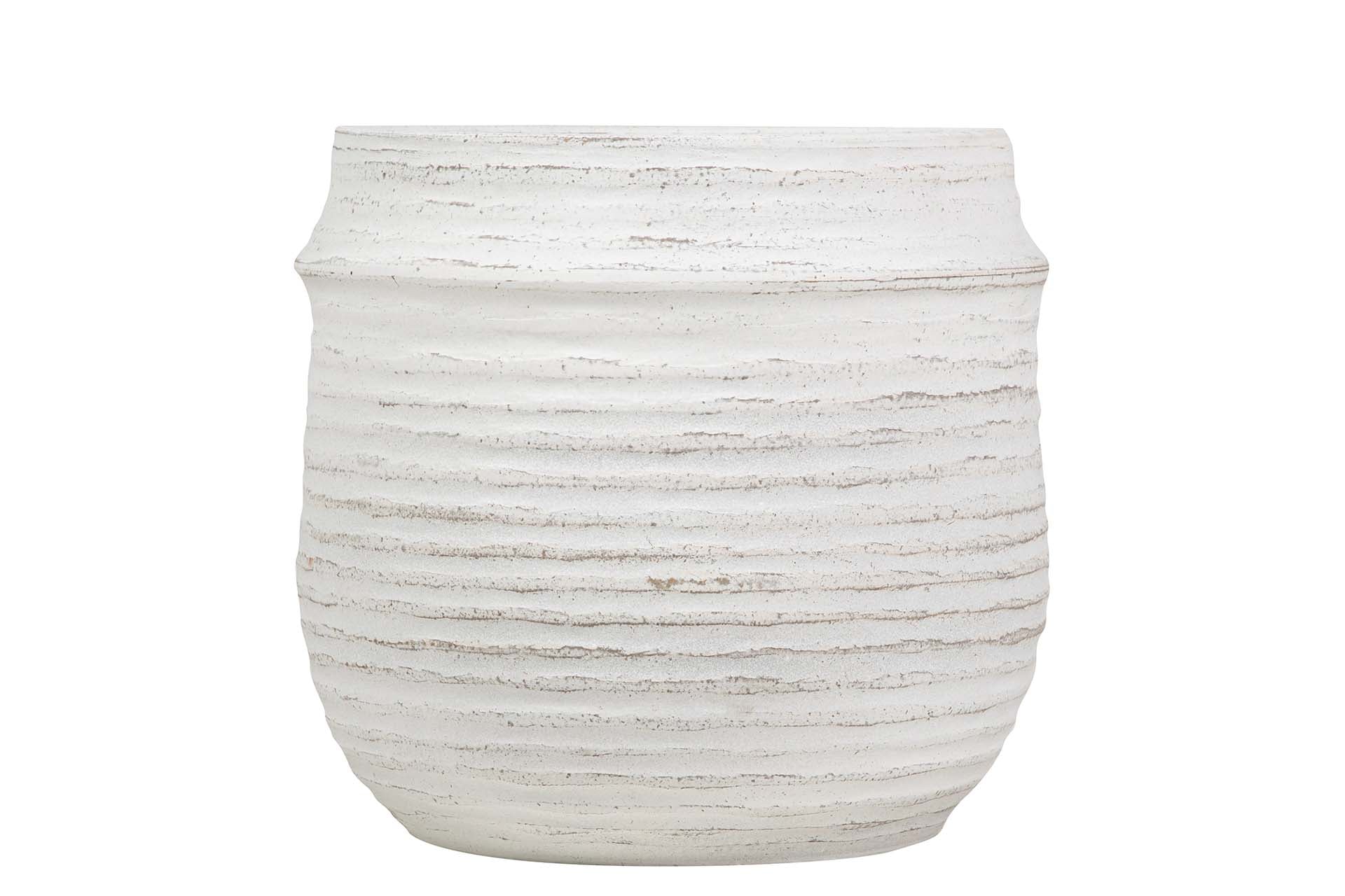 JARDINEIRA DE CERÂMICA BRANCA 34x34x33 CM