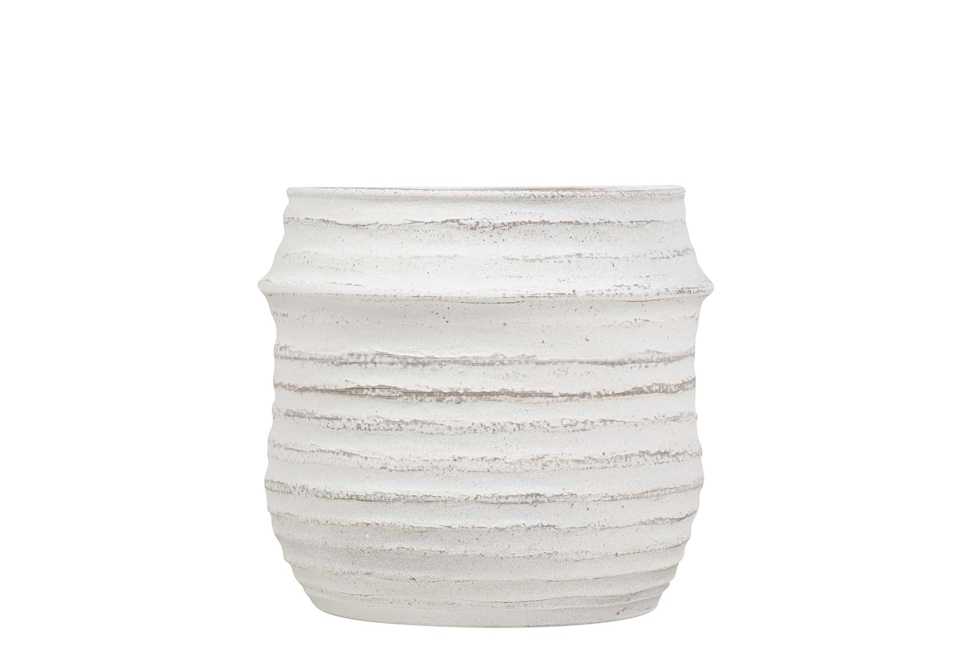 JARDINEIRA DE CERÂMICA BRANCA 28x28x23 CM