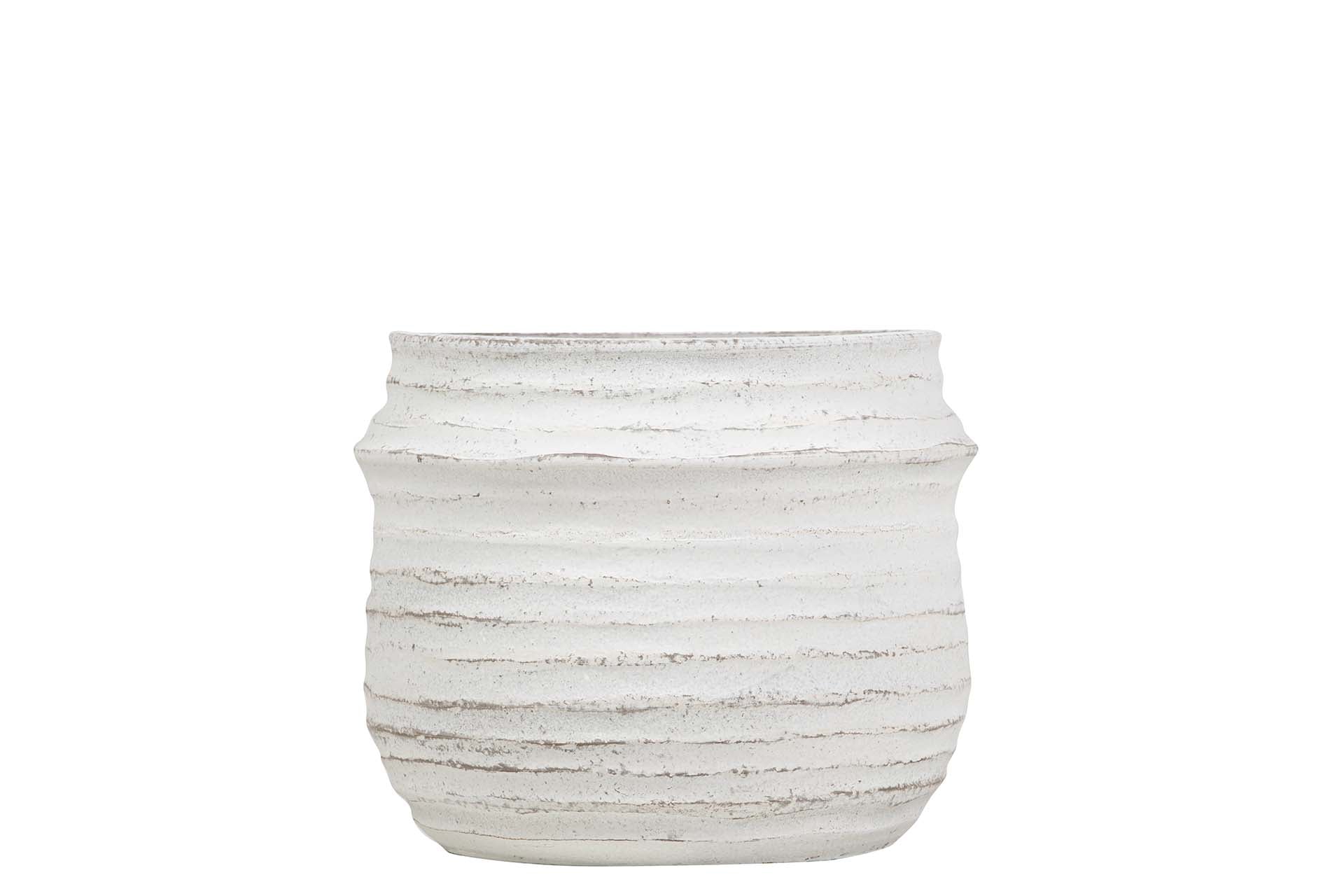 VASO DE CERÂMICA BRANCO 23x23x19 CM