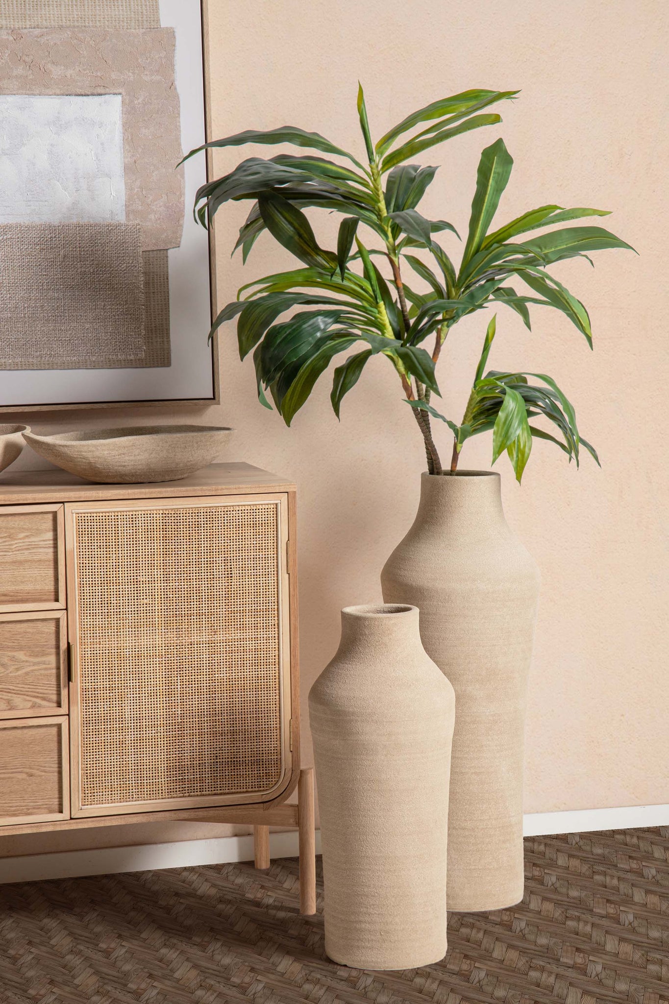 BROWN CERAMIC VASE 30x30x80 CM