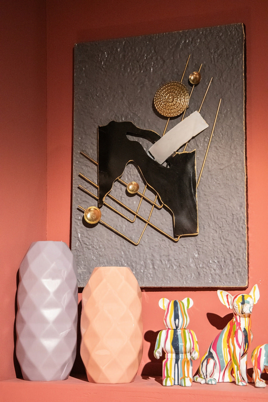 ADORNO PARED METAL GRIS NEGRO 51x7x74 CM