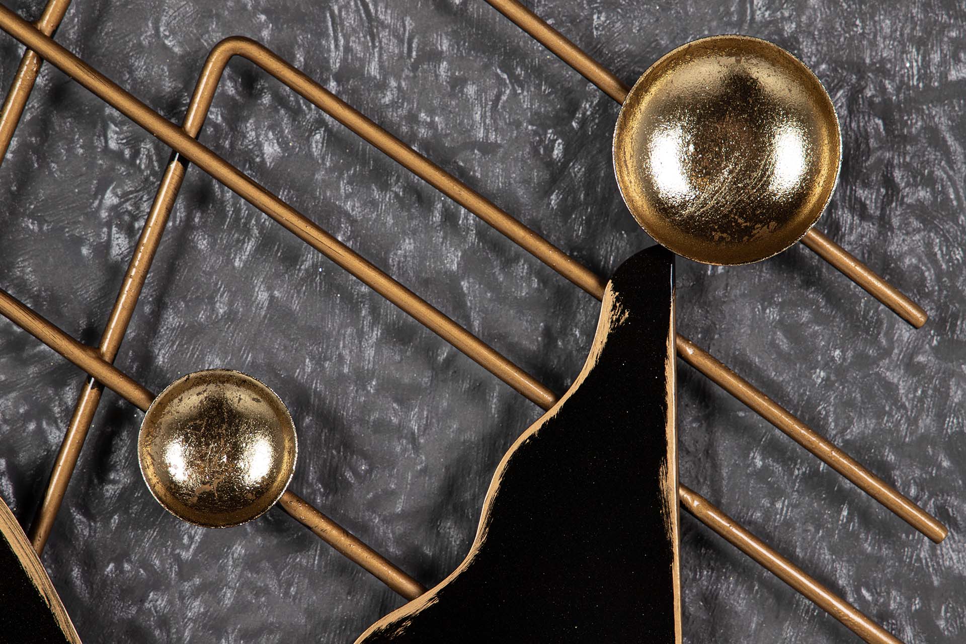 DECORAÇÃO DE PAREDE DE METAL PRETO CINZA 51x7x74 CM