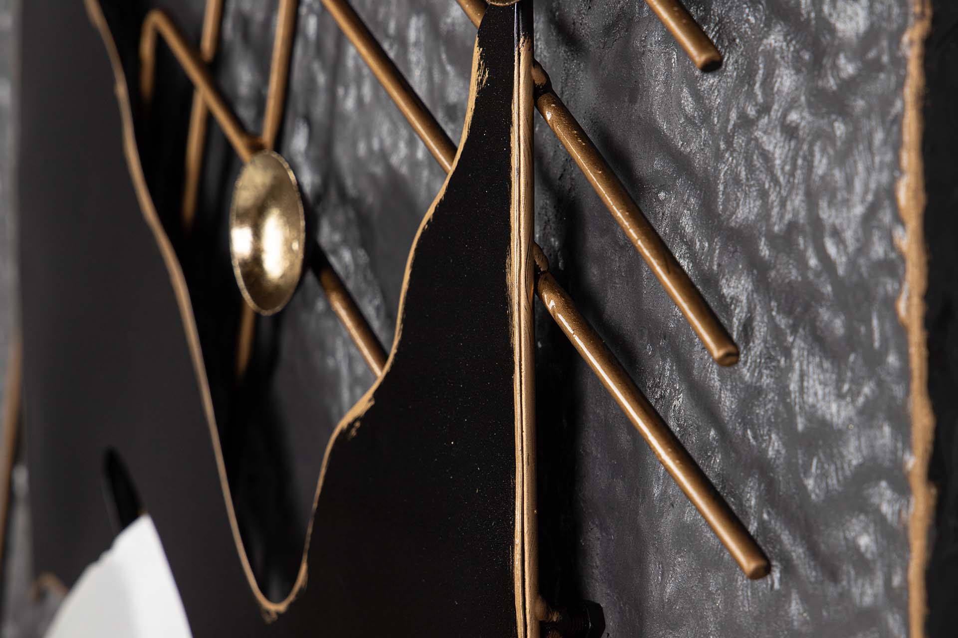 DECORAÇÃO DE PAREDE DE METAL PRETO CINZA 51x7x74 CM