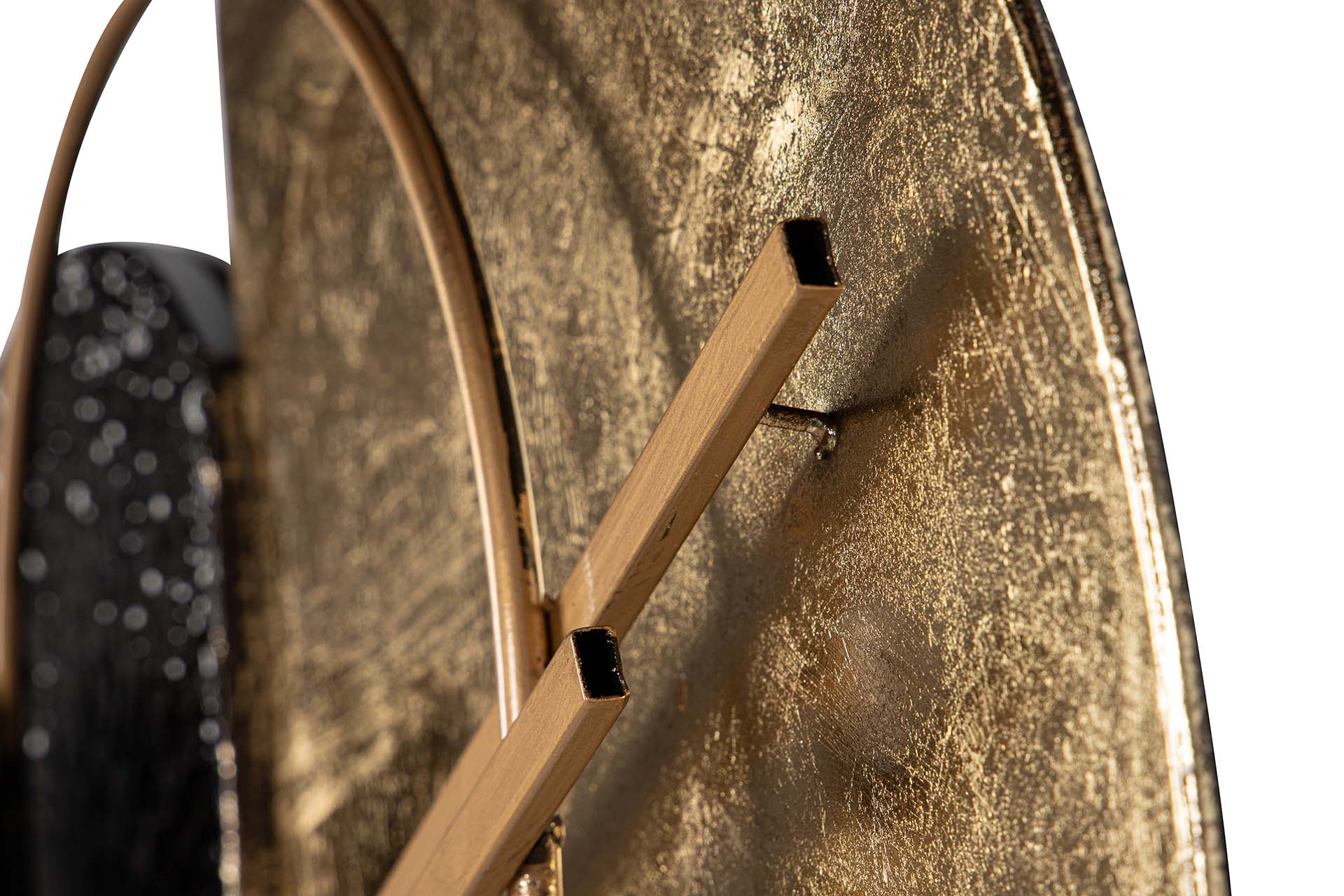 DECORAÇÃO DE PAREDE DE METAL PRETO DOURADO 83x8x53 CM