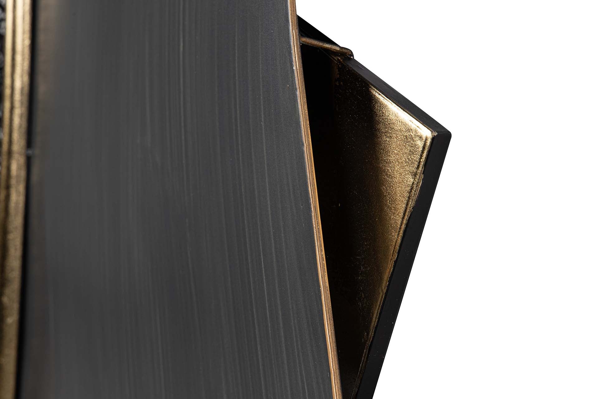 DECORAÇÃO DE PAREDE DE METAL PRETO DOURADO 98x5x88 CM