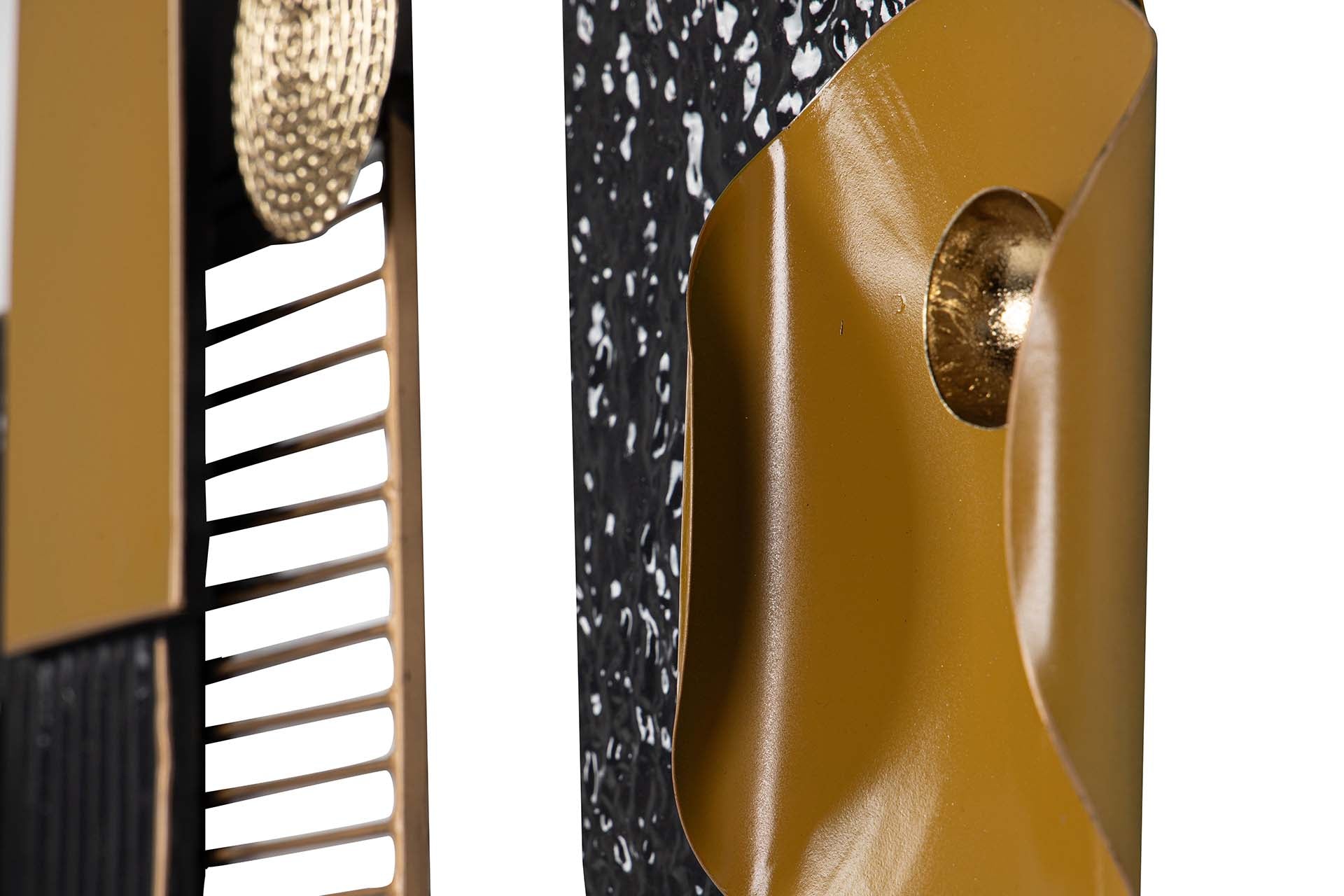 DECORAÇÃO DE PAREDE DE METAL PRETO E BRANCO 88x5x60 CM