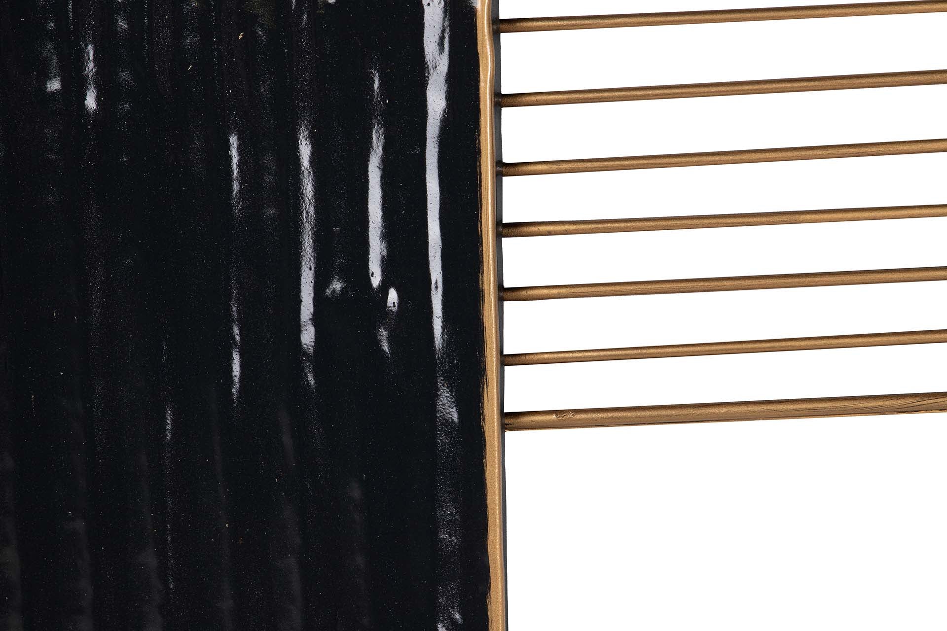 DECORAÇÃO DE PAREDE DE METAL PRETO E BRANCO 88x5x60 CM