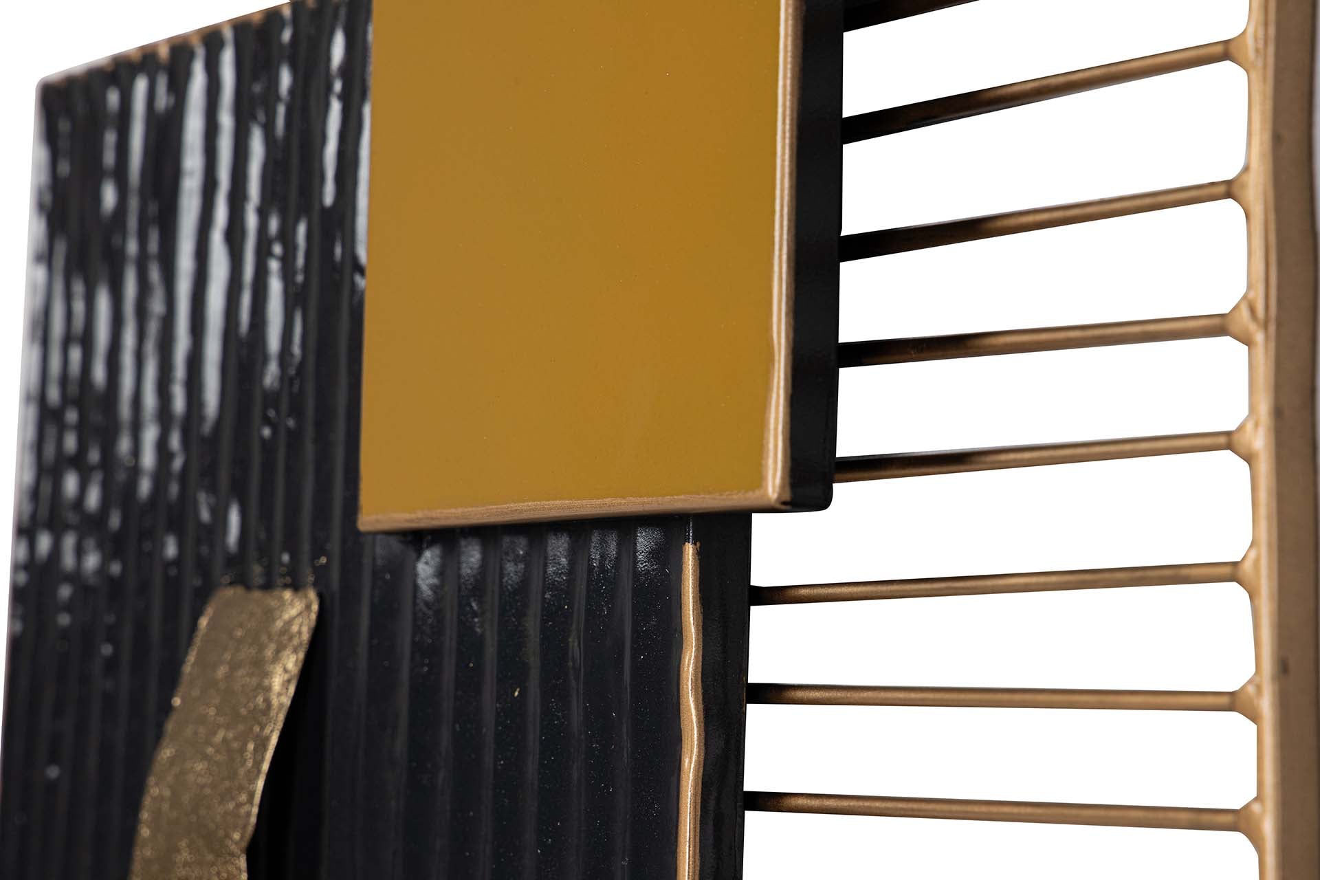 DECORAÇÃO DE PAREDE DE METAL PRETO E BRANCO 88x5x60 CM