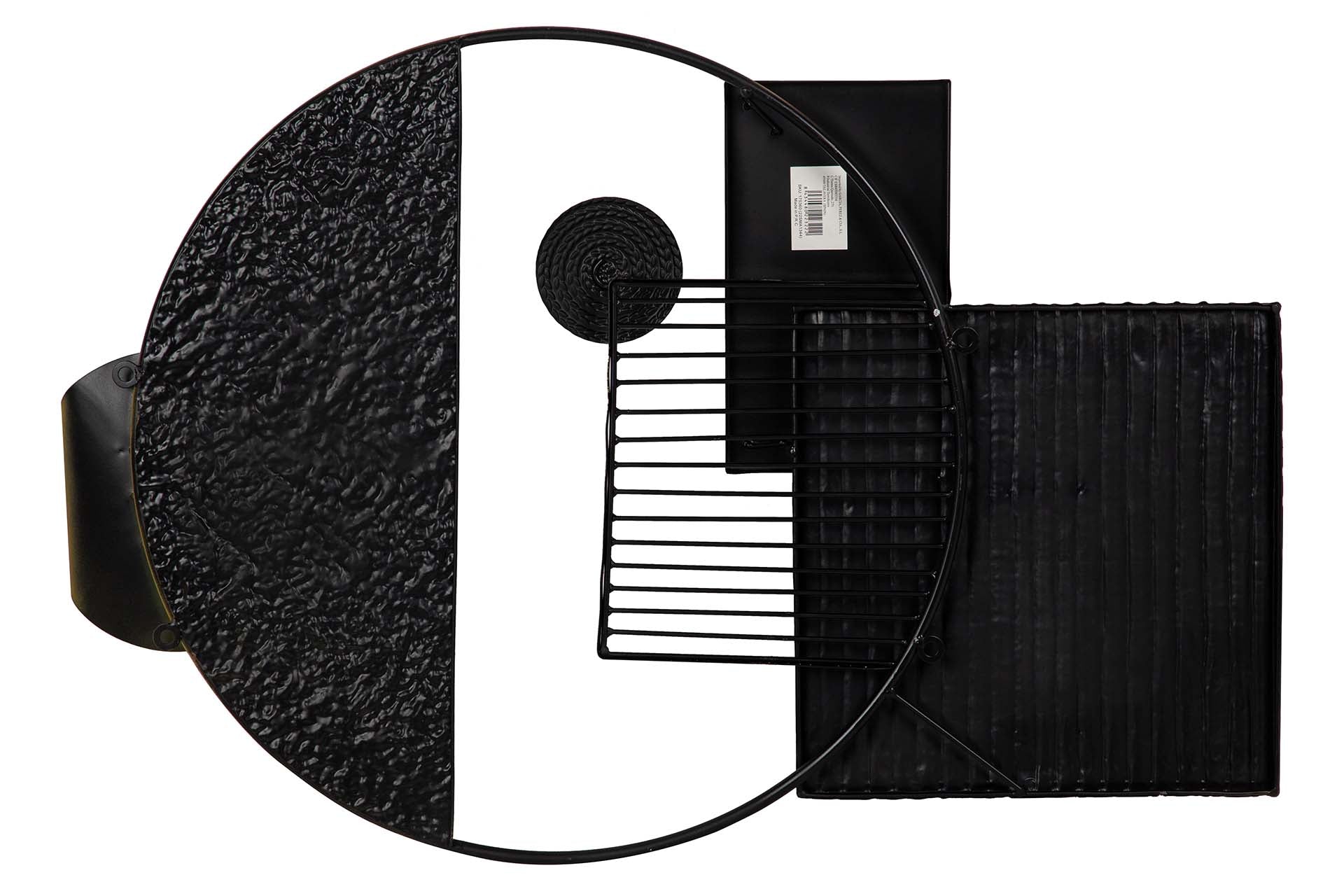 DECORAÇÃO DE PAREDE DE METAL PRETO E BRANCO 88x5x60 CM