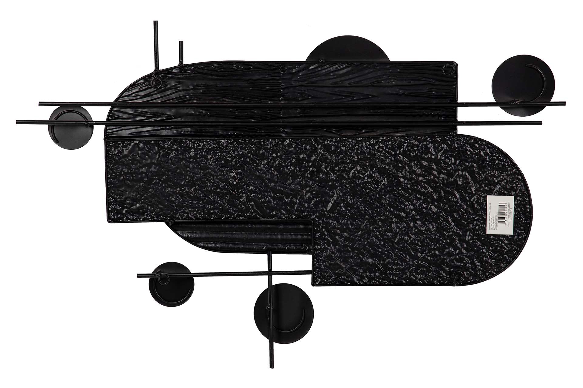 ORNAMENTO DE PAREDE DE METAL PRETO CINZA 91x5x50 CM