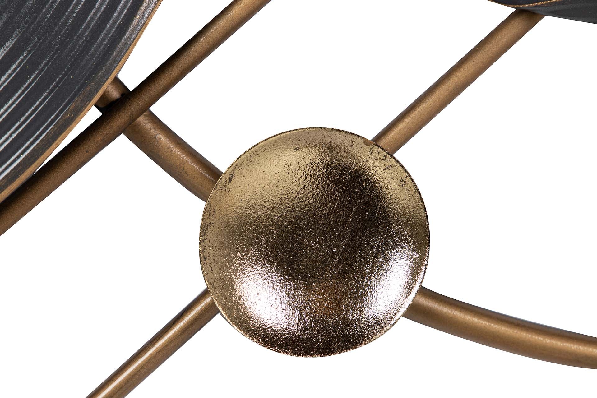 ORNAMENTO DE PAREDE DE METAL PRETO DOURADO 91x5x50 CM