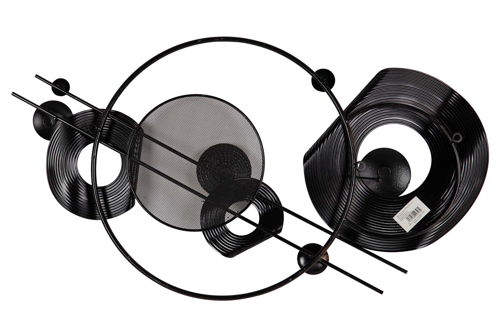 ORNAMENTO DE PAREDE DE METAL PRETO DOURADO 91x5x50 CM