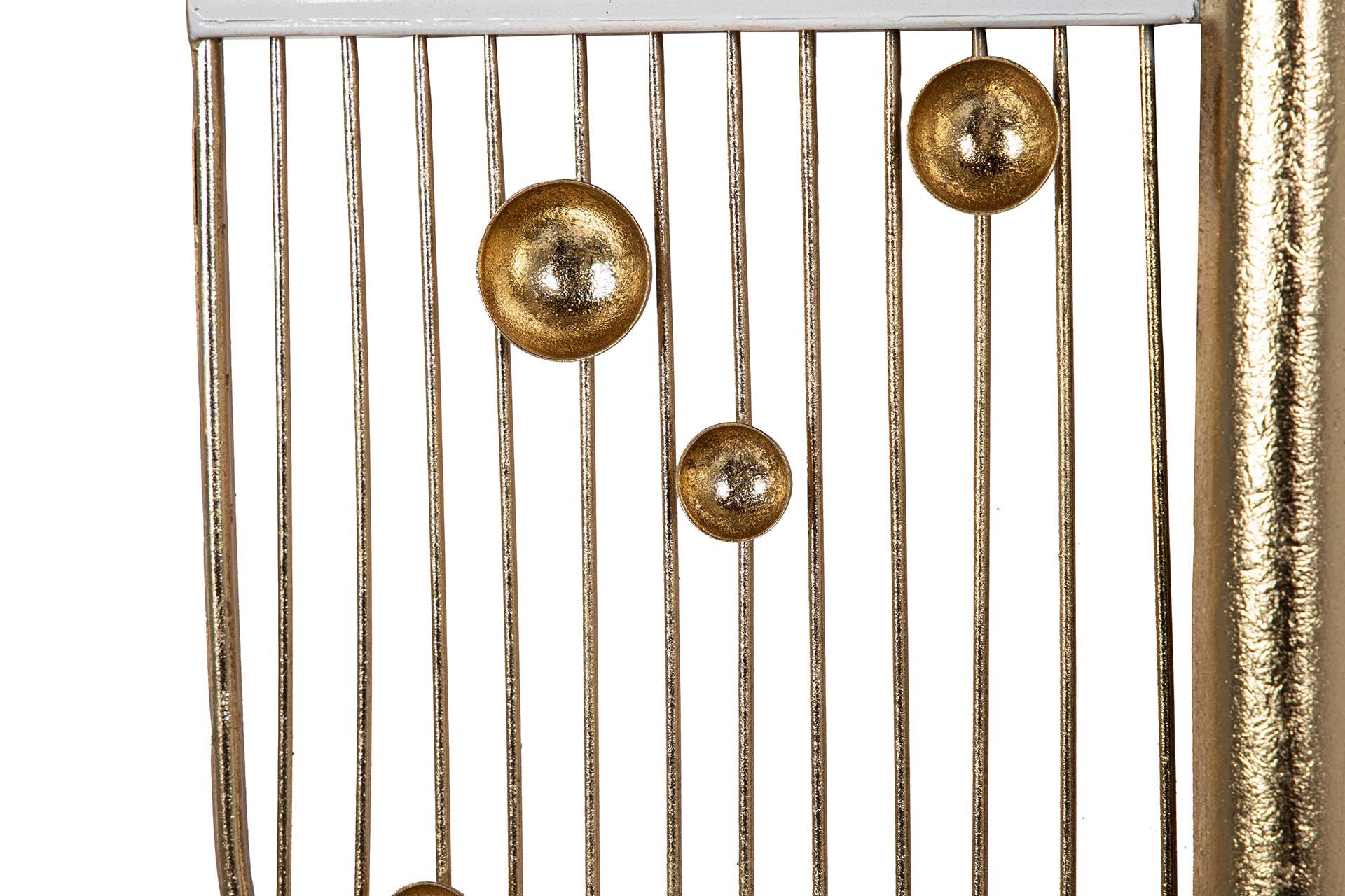 DECORAÇÃO DE PAREDE DE METAL COM ESPELHO PRETO E DOURADO 39x3x90 CM