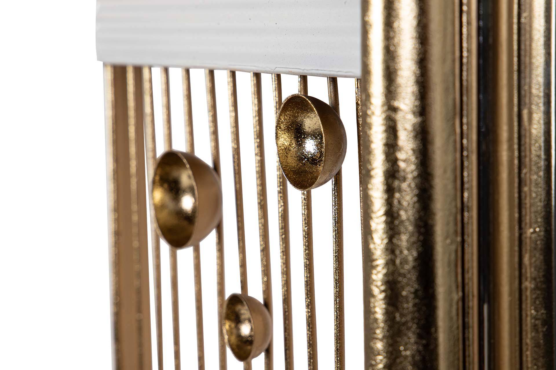 DECORAÇÃO DE PAREDE DE METAL COM ESPELHO PRETO E DOURADO 39x3x90 CM