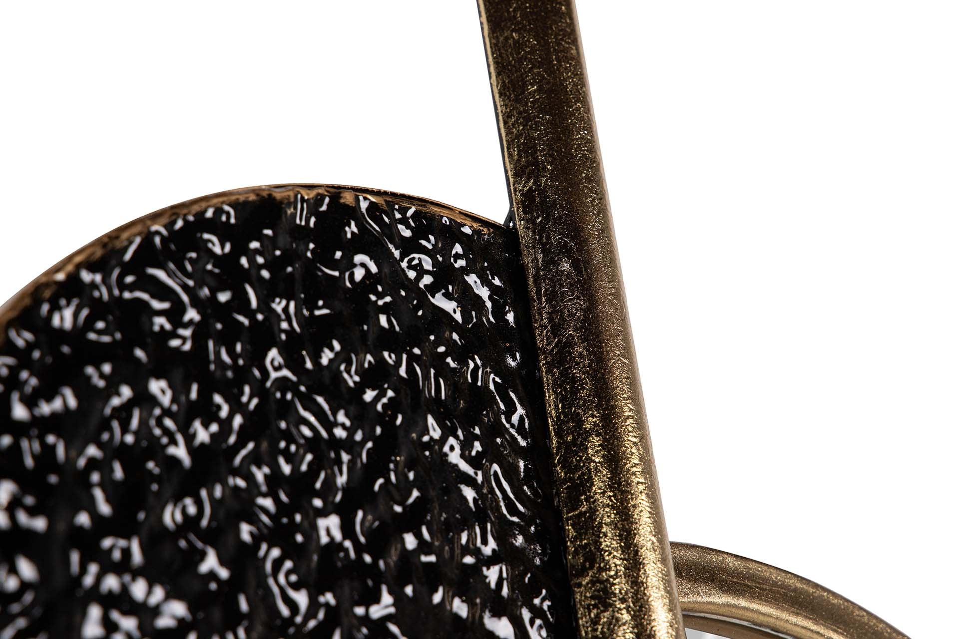 DECORAÇÃO DE PAREDE DE METAL COM ESPELHO PRETO E DOURADO 39x3x90 CM