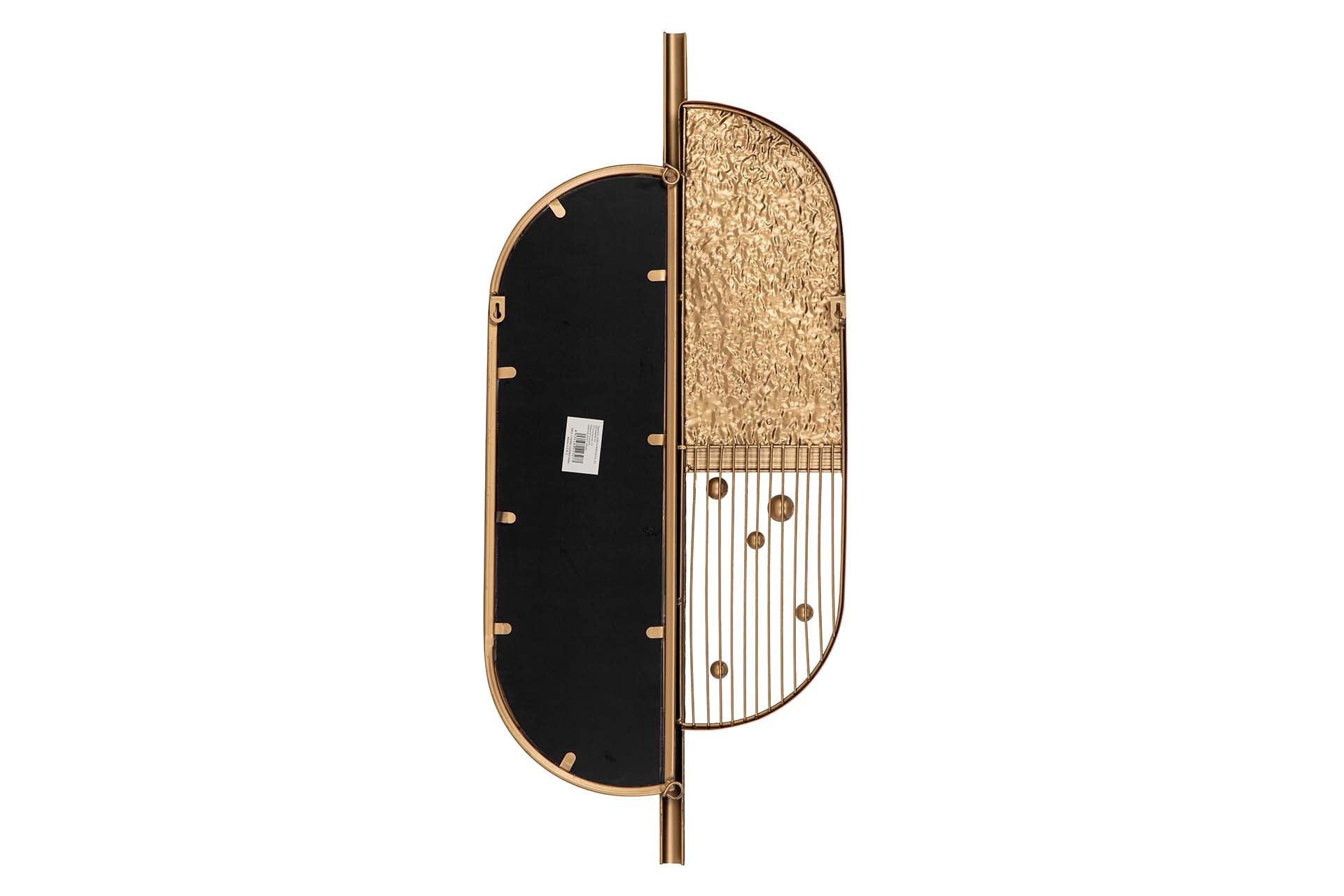 DECORAÇÃO DE PAREDE DE METAL COM ESPELHO PRETO E DOURADO 39x3x90 CM