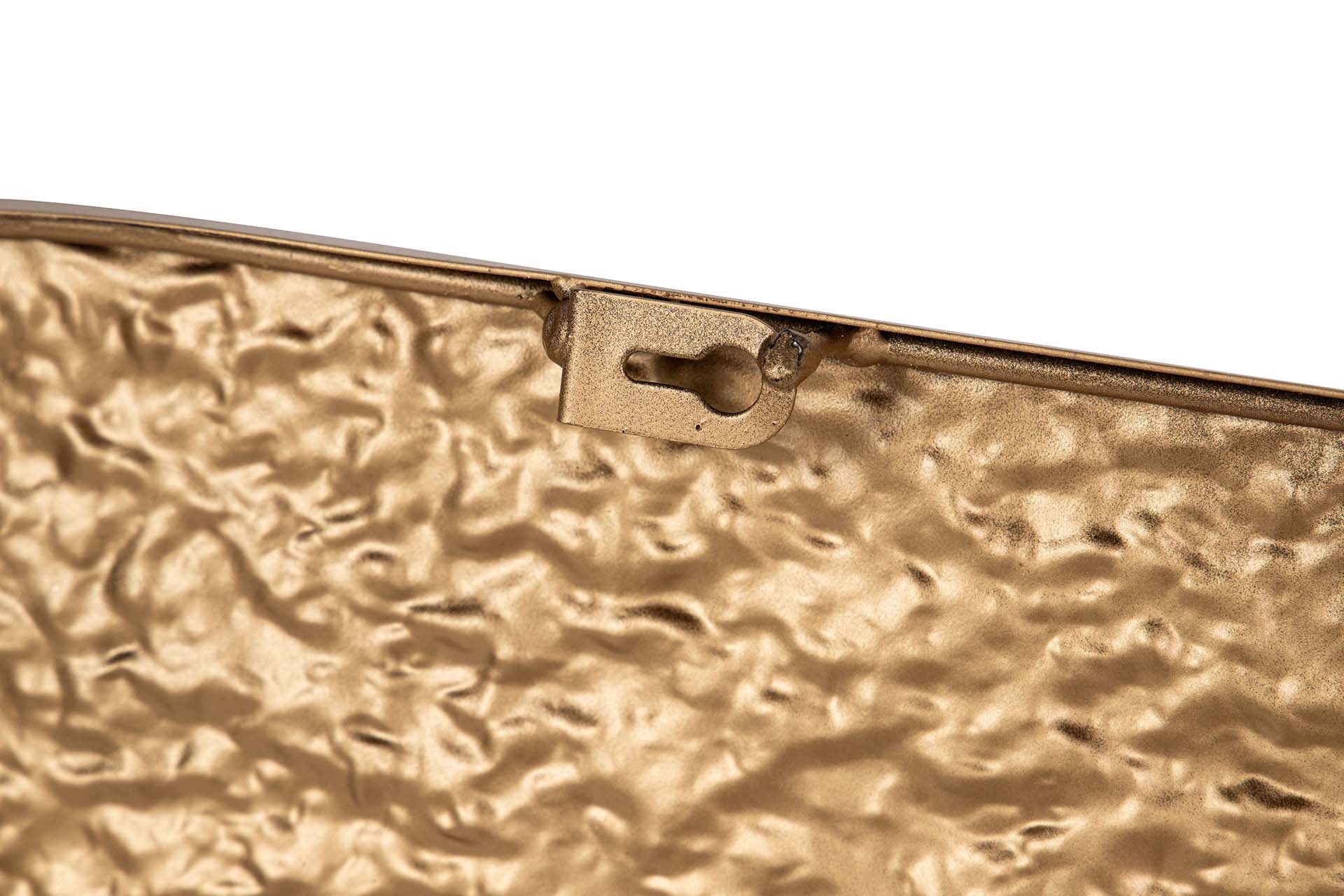 DECORAÇÃO DE PAREDE DE METAL COM ESPELHO PRETO E DOURADO 39x3x90 CM