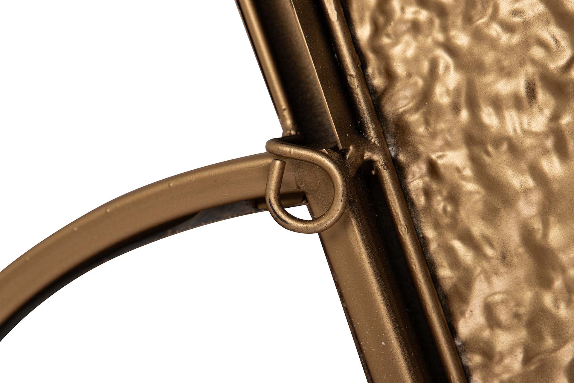 DECORAÇÃO DE PAREDE DE METAL COM ESPELHO PRETO E DOURADO 39x3x90 CM