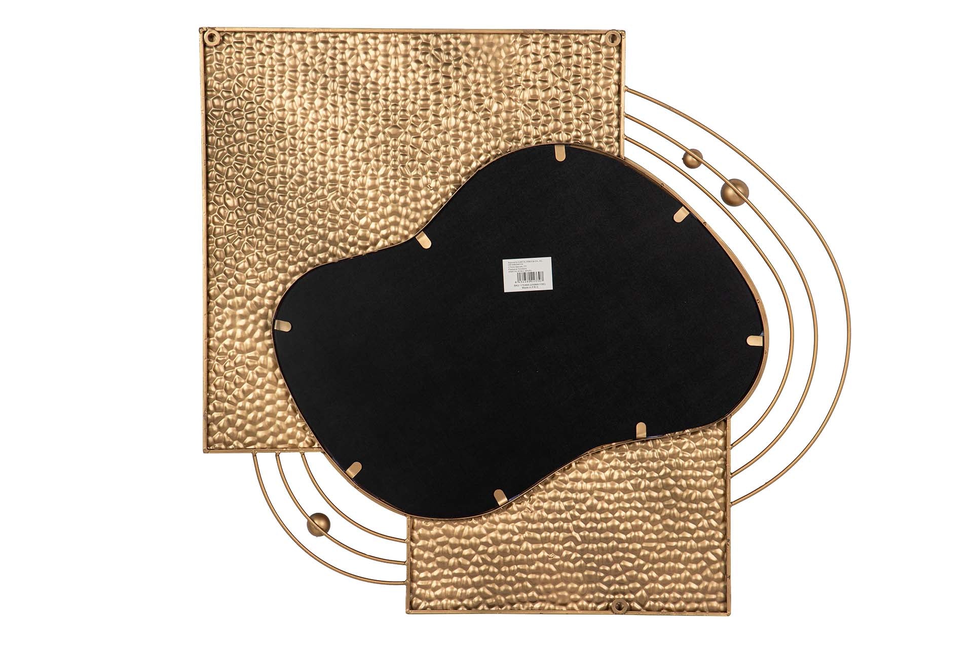 DECORAÇÃO DE PAREDE DE METAL COM ESPELHO CINZA DOURADO 80x7x72 CM