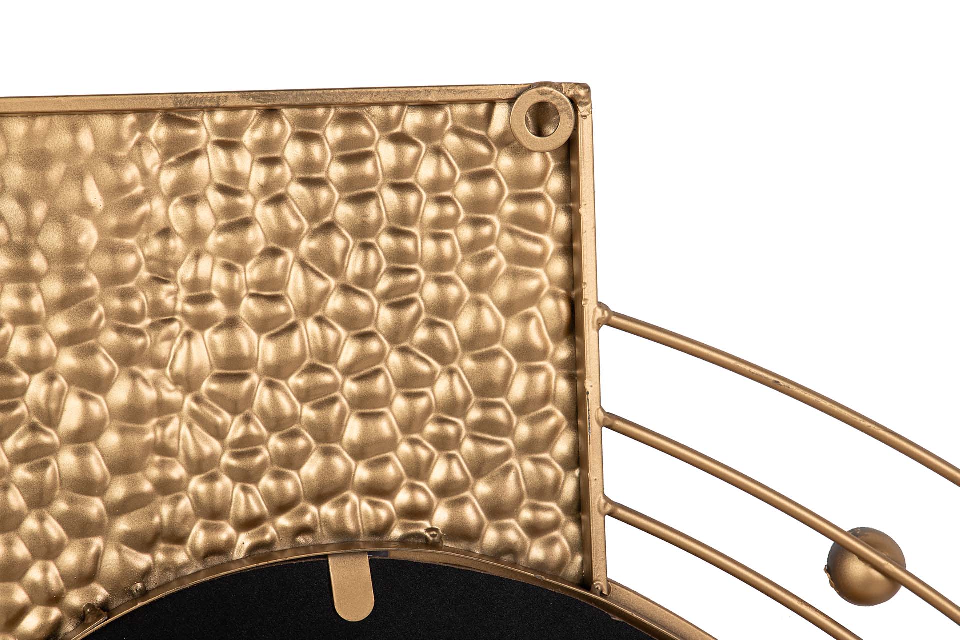 DECORAÇÃO DE PAREDE DE METAL COM ESPELHO CINZA DOURADO 80x7x72 CM