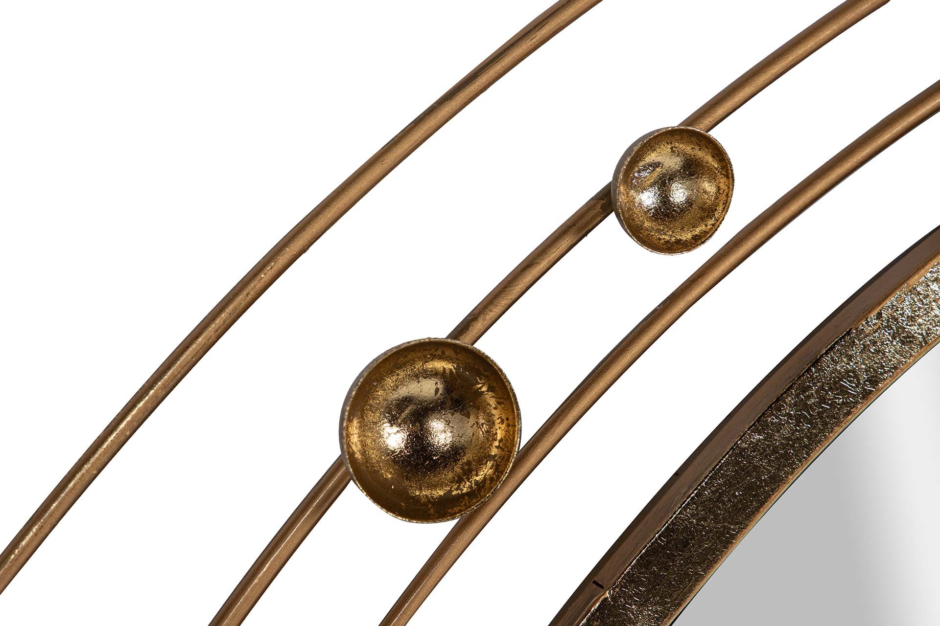 DECORAÇÃO DE PAREDE DE METAL COM ESPELHO CINZA DOURADO 80x7x72 CM