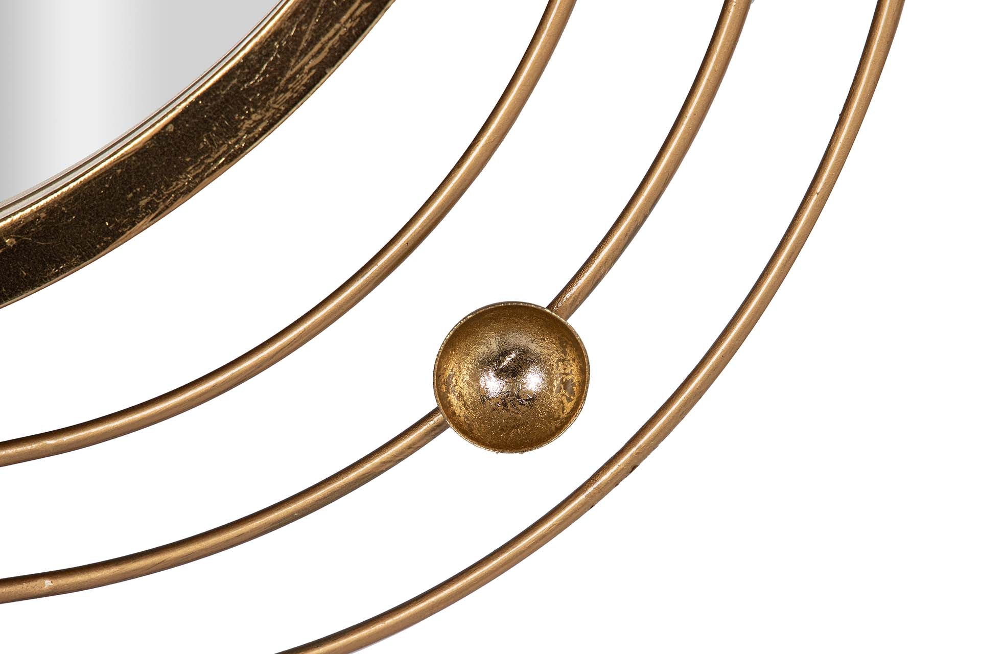 DECORAÇÃO DE PAREDE DE METAL COM ESPELHO CINZA DOURADO 80x7x72 CM
