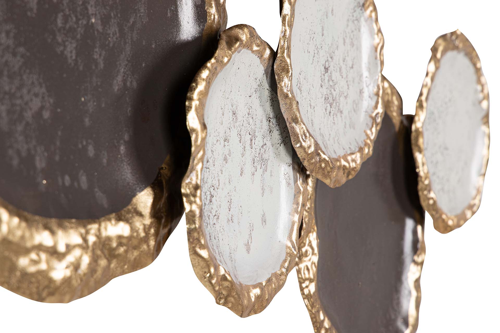 ORNAMENTO DE PAREDE DE METAL BRANCO MARROM 82x6x50 CM