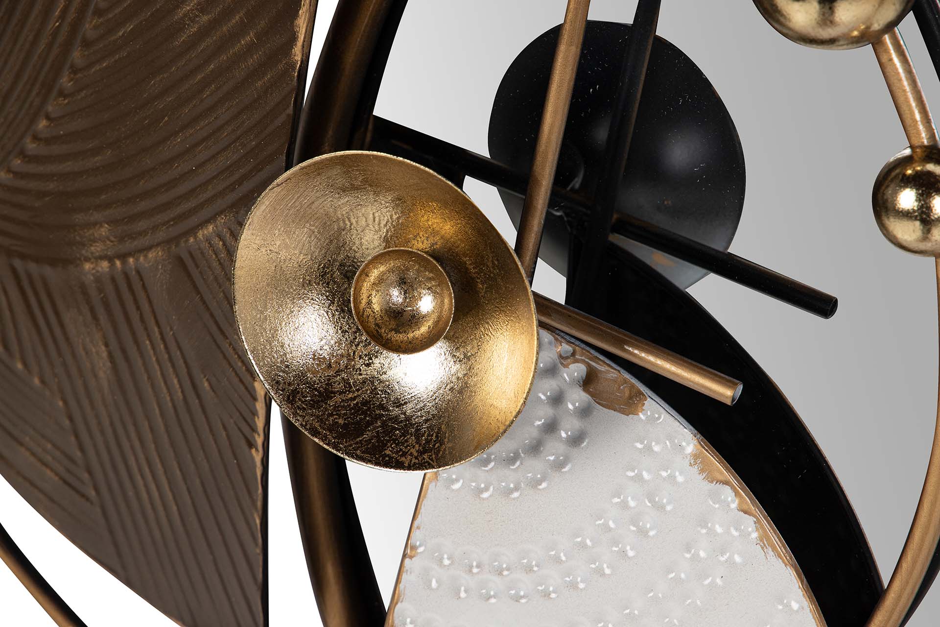 DECORAÇÃO DE PAREDE DE METAL ESPELHO MARROM DOURADO 94x8x70 CM