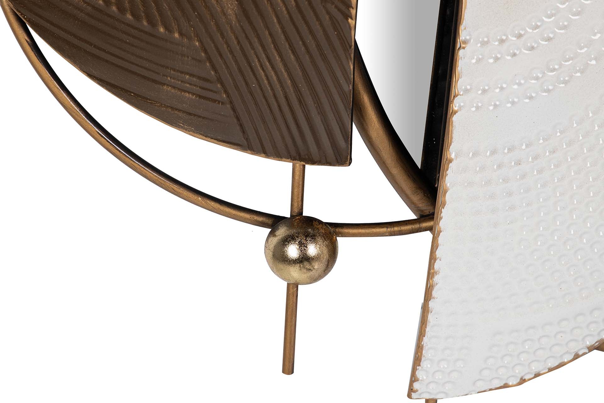 DECORAÇÃO DE PAREDE DE METAL ESPELHO MARROM DOURADO 94x8x70 CM