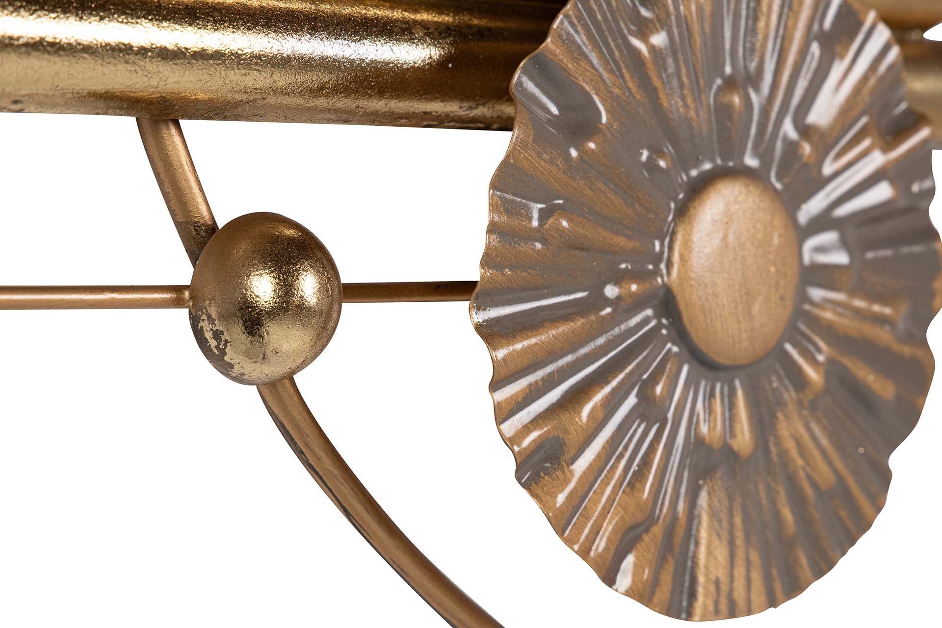 ORNAMENTO DE PAREDE DE METAL BRANCO MARROM 91x5x50 CM