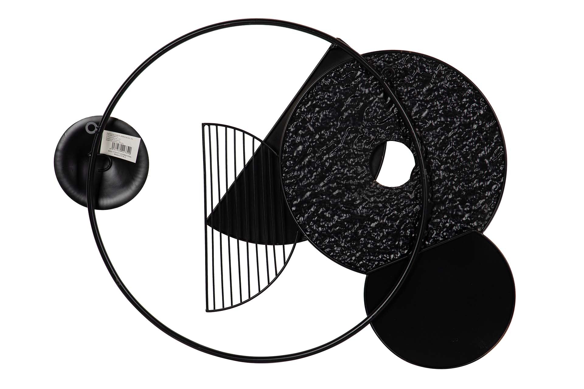 DECORAÇÃO DE PAREDE DE METAL PRETO E BRANCO 71x6x59 CM