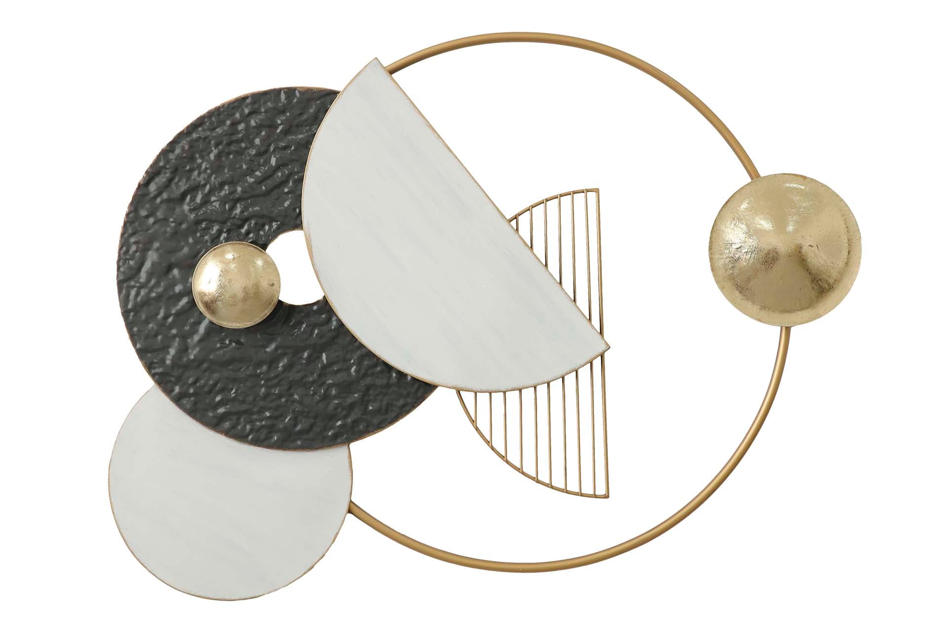 ADORNO PARED METAL BLANCO NEGRO 71x6x59 CM
