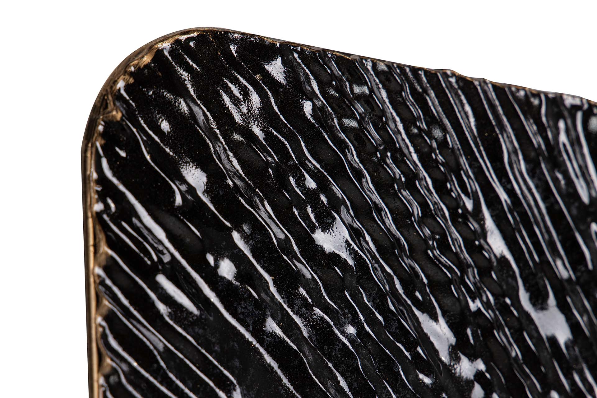 DECORAÇÃO DE PAREDE DE METAL COM ESPELHO PRETO DOURADO 53x7x53 CM