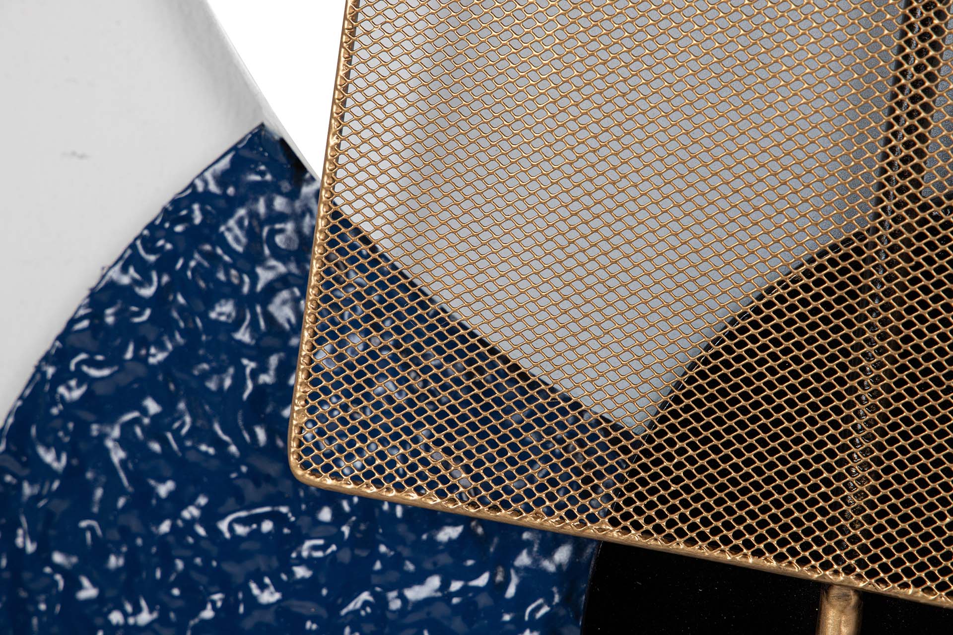 DECORAÇÃO DE PAREDE DE METAL AZUL BRANCO 84x3x42 CM