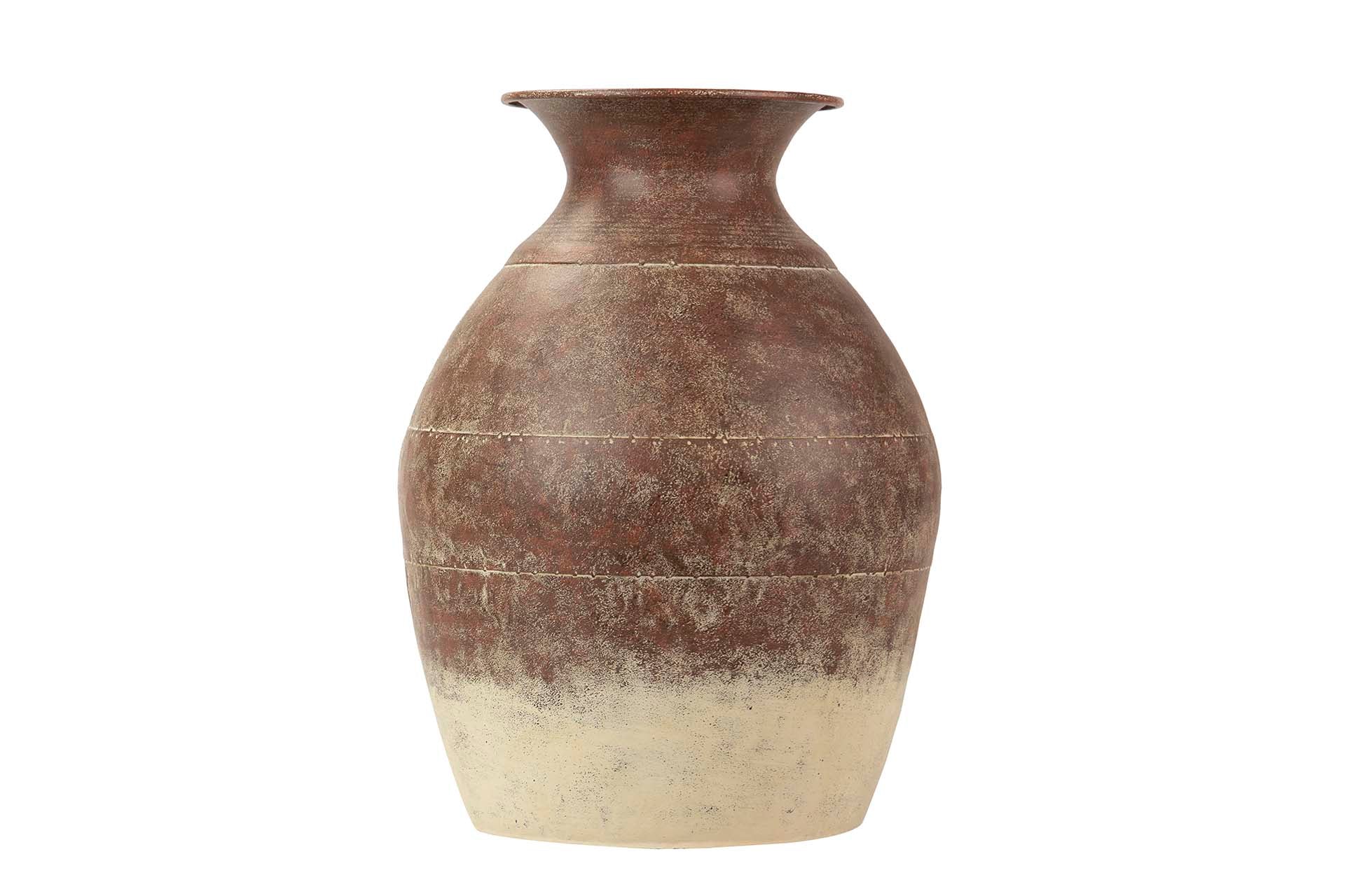 BROWN BEIGE METAL VASE 28x28x37 CM