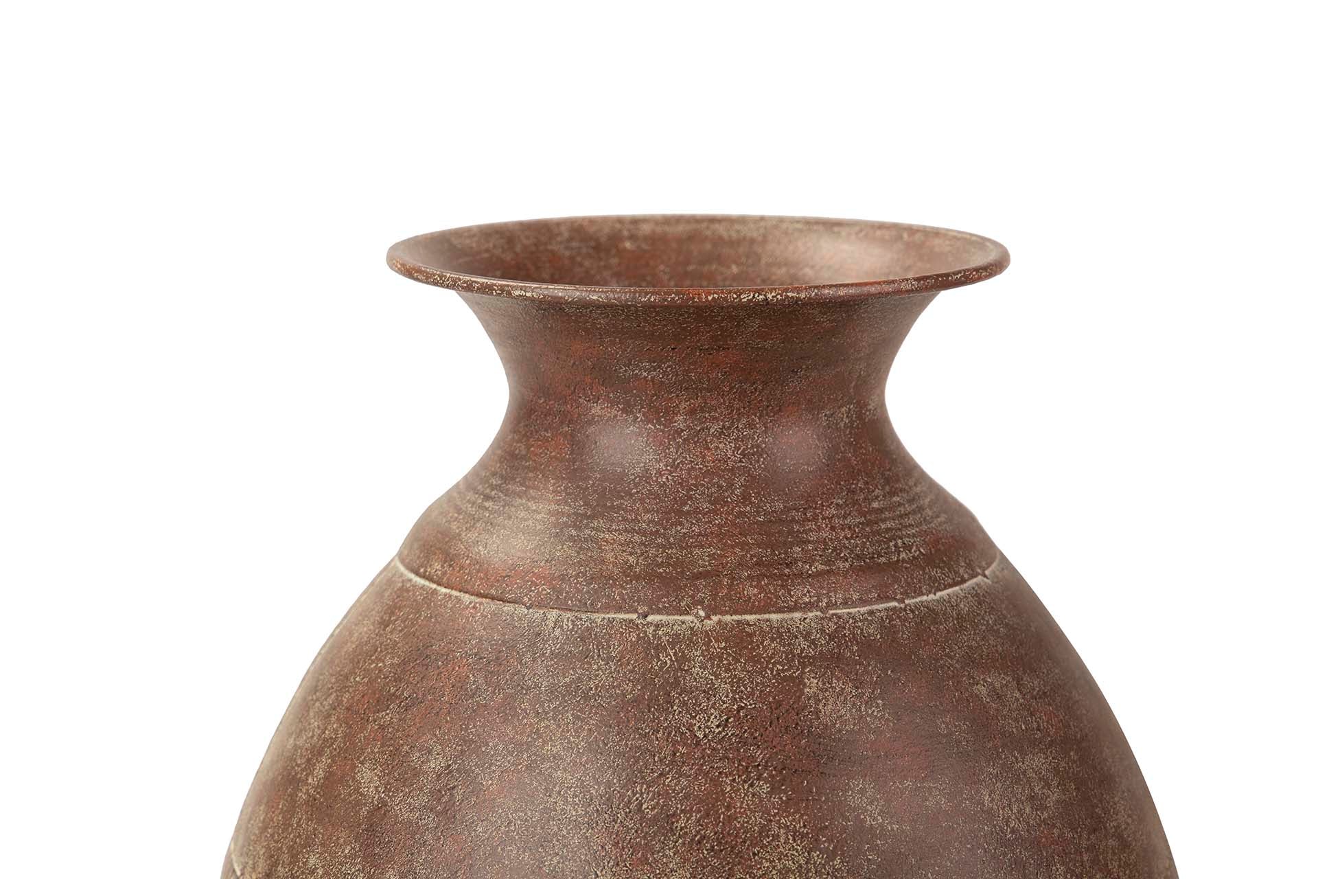 BROWN BEIGE METAL VASE 28x28x37 CM