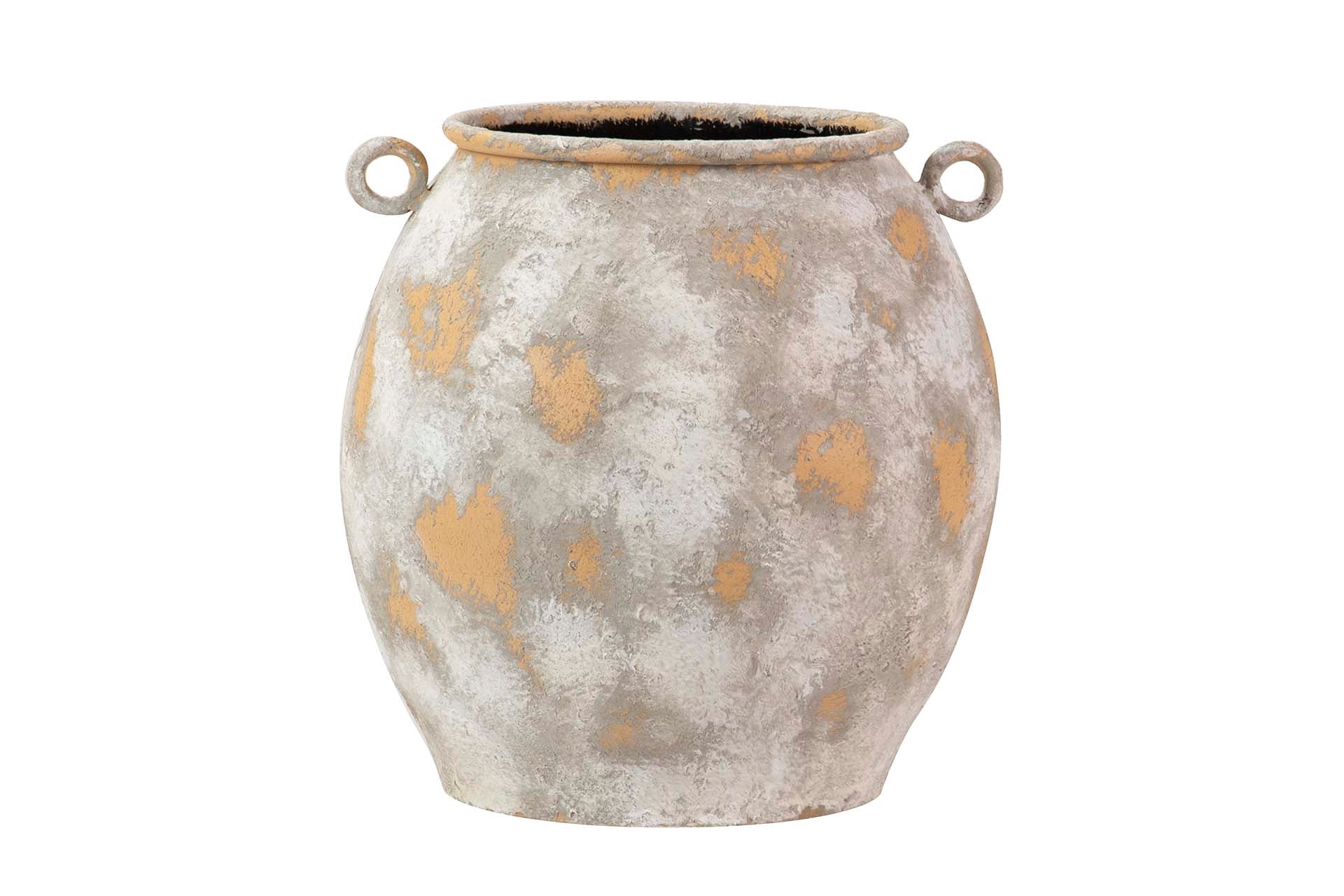 WHITE BEIGE METAL VASE 30x30x33 CM