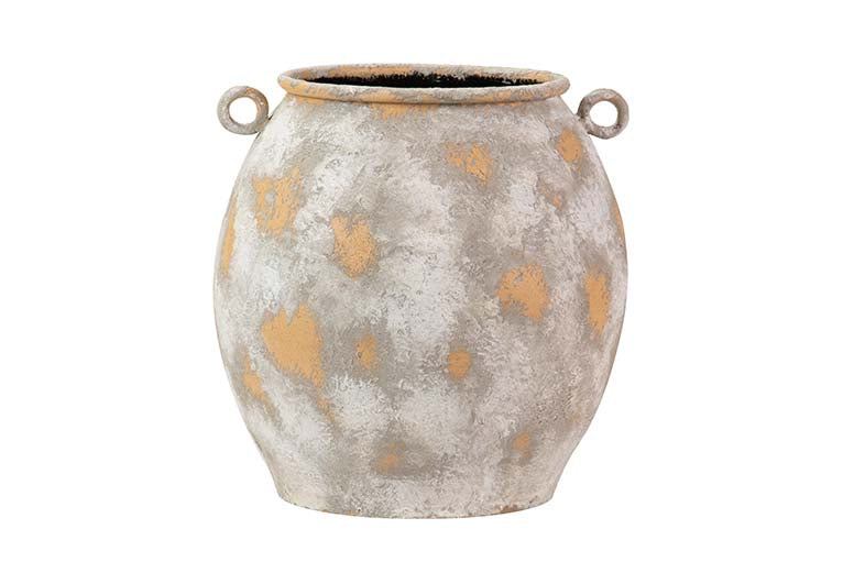 JARRON METAL BLANCO BIEGE 30x30x33 CM