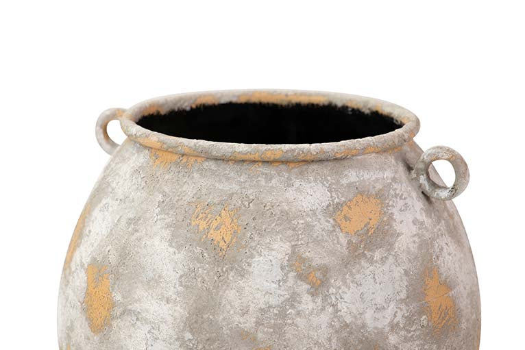 JARRON METAL BLANCO BIEGE 30x30x33 CM