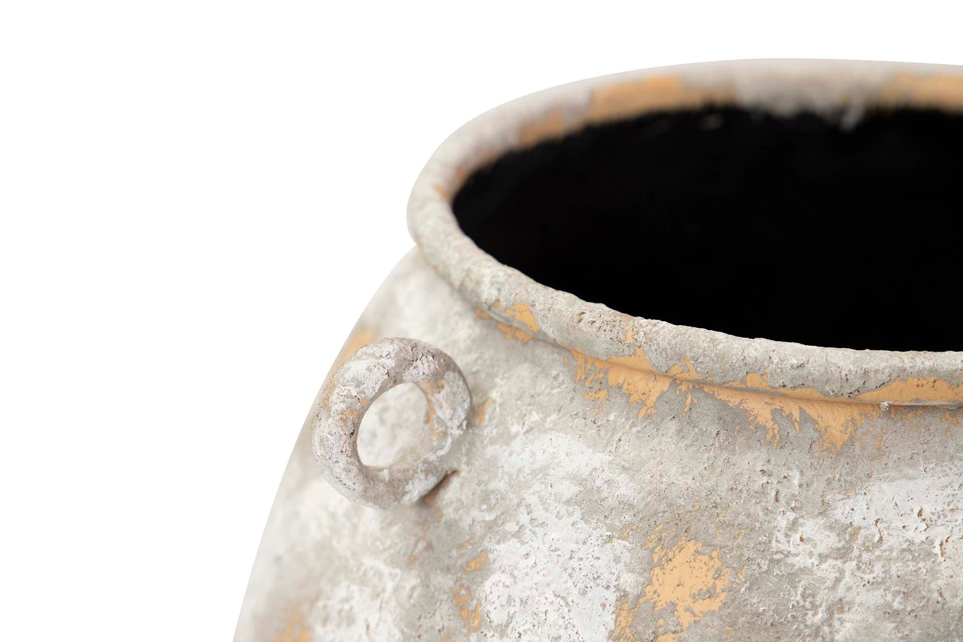 WHITE BEIGE METAL VASE 30x30x33 CM