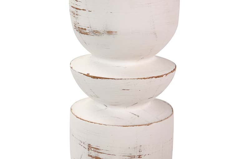 PORTAVELAS MADERA BLANCO 11x11x41 CM