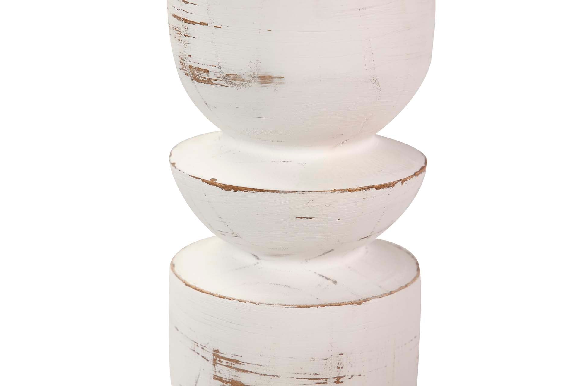 PORTA-VELAS DE MADEIRA BRANCO 11x11x41 CM