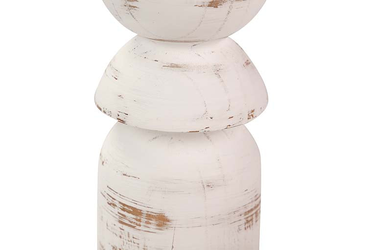 PORTAVELAS MADERA BLANCO 11x11x41 CM