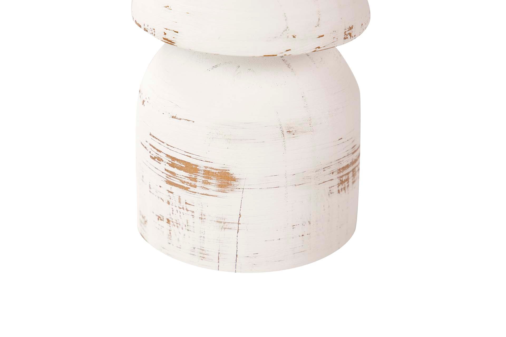 PORTA-VELAS DE MADEIRA BRANCO 11x11x41 CM
