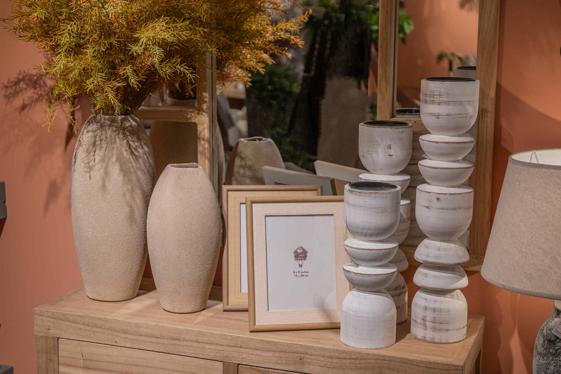 PORTAVELAS MADERA BLANCO 11x11x50 CM