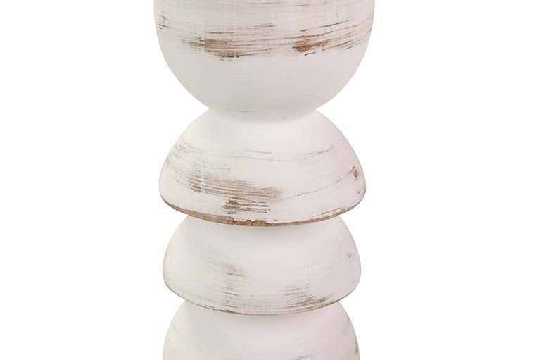 PORTAVELAS MADERA BLANCO 11x11x50 CM