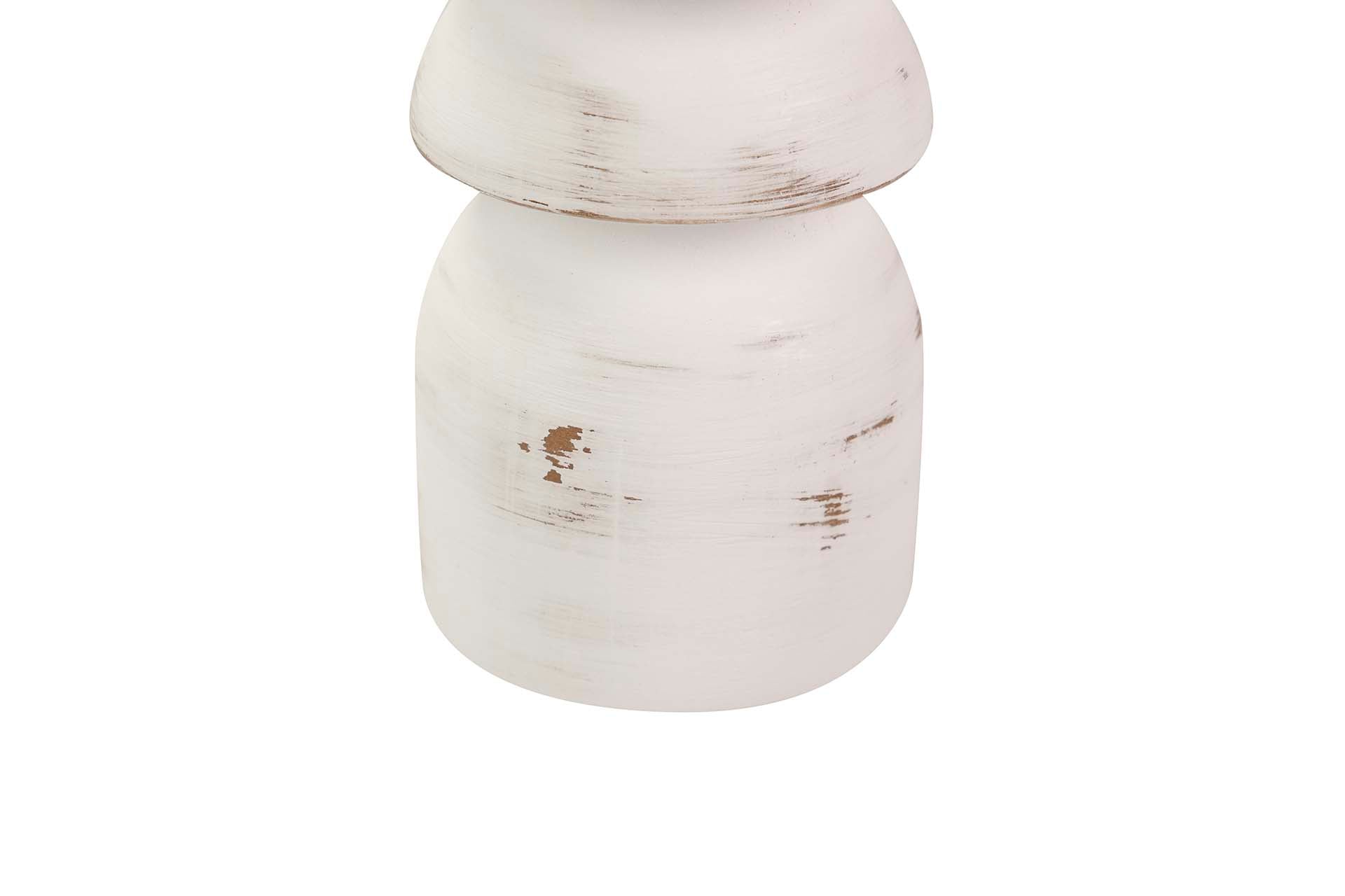 PORTA-VELAS DE MADEIRA BRANCO 11x11x50 CM
