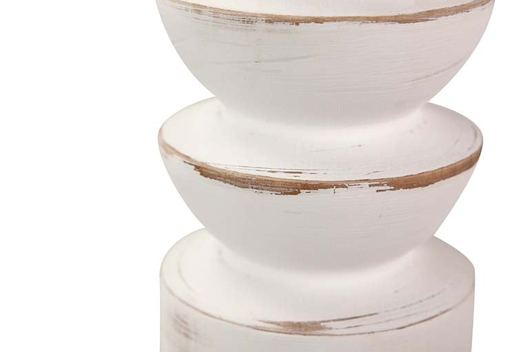PORTAVELAS MADERA BLANCO 11x11x50 CM