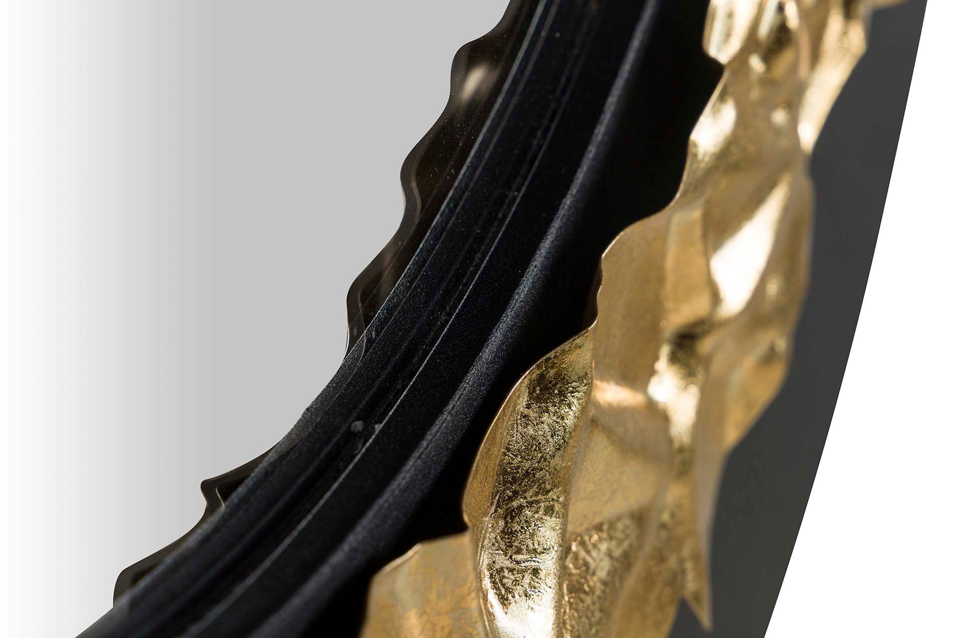 ESPELHO REDONDO DE METAL PRETO DOURADO 90x3x90 CM